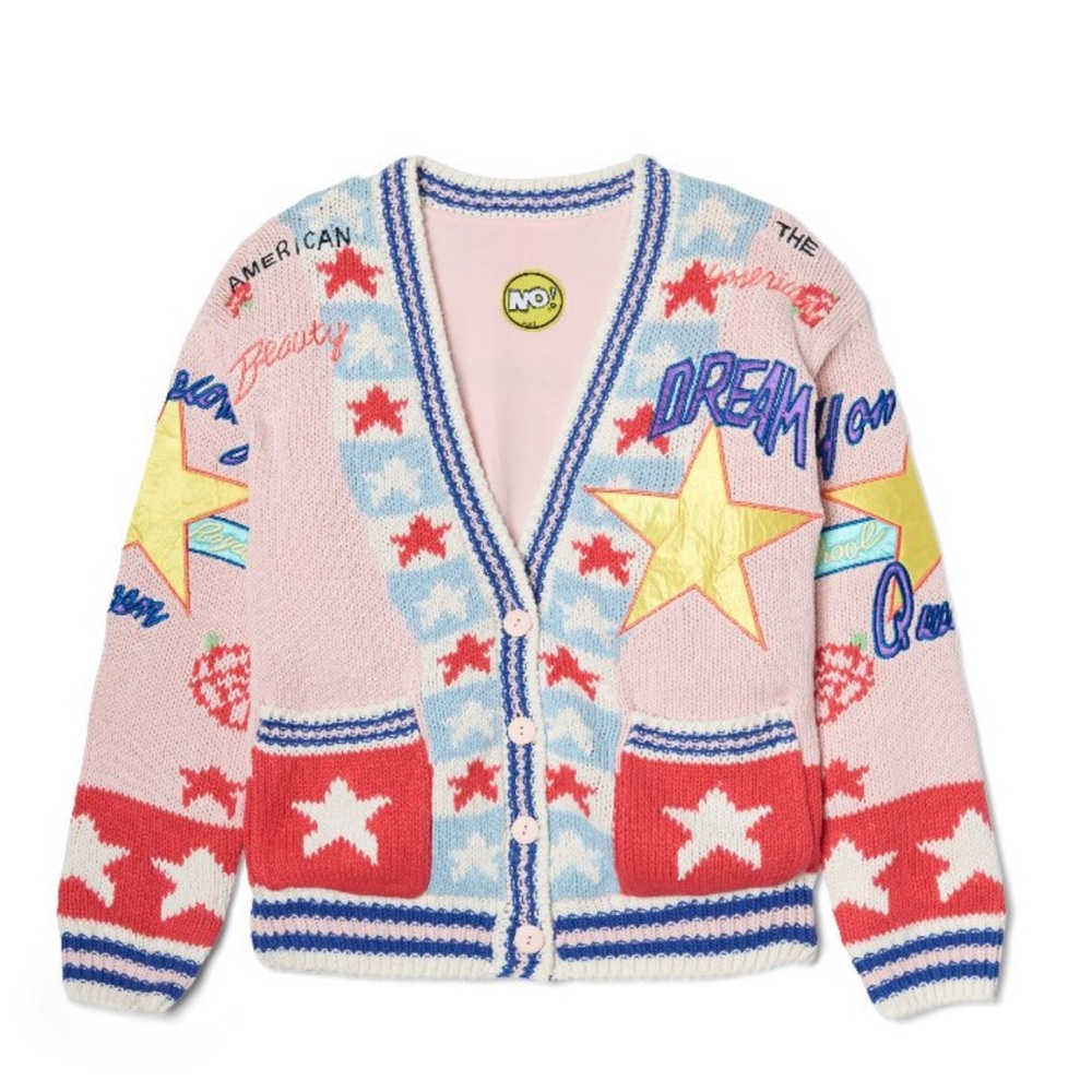 No! Jeans Beauty Queen Colorful Star Patterned Women's Sweater, size 3 (medium)